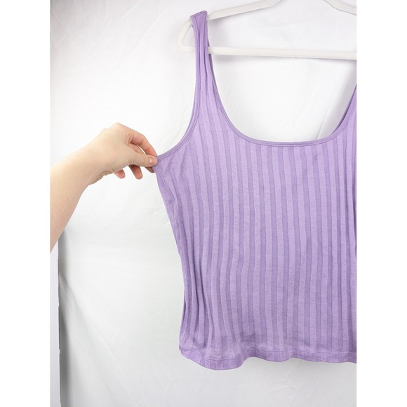 Vince 100% Cotton Ribbed Tank Top Lavender Purple L Sleeveless Layering Luxury - Picture 3 of 10